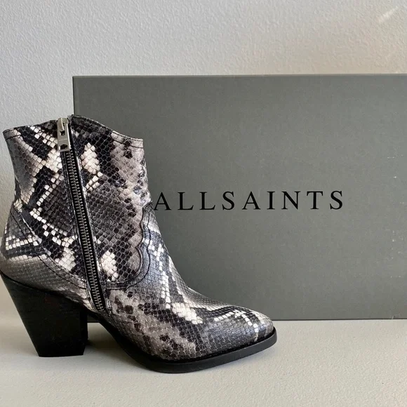 All Saints Embossed Leather Bootie New - Picture 4 of 8
